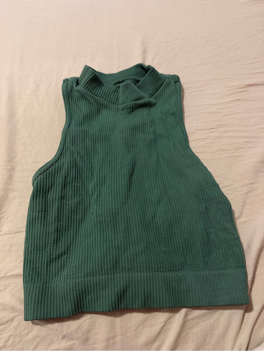 Aeropostale Ribbed Mock-Neck Tank Top - Forest Green